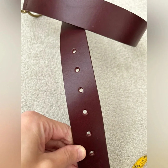 Aritzia Auxiliary Double Ring Leather Belt burgundy brown xsmall - Picture 5 of 8